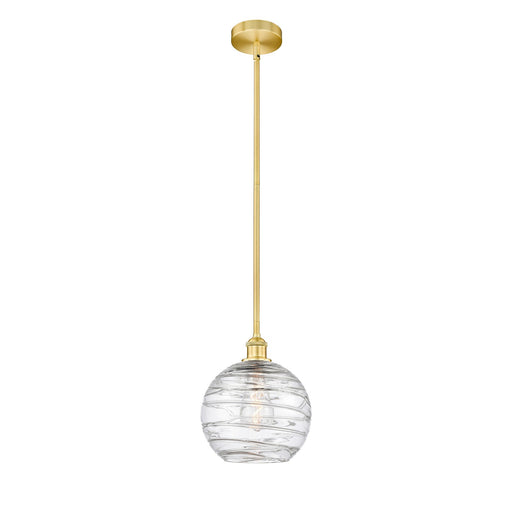 Innovations Athens Deco Swirl 10in 1-Light Mini Pendant | Industrial Satin Gold Steel and Clear Glass | Kitchen Island & | Model 616-1S-SG-G1213-10CL