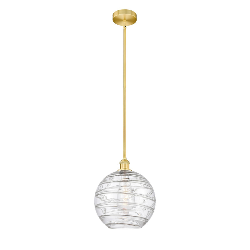 Innovations Athens Deco Swirl 12in 1-Light Mini Pendant | Industrial Satin Gold Steel and Clear Glass | Kitchen Island & | Model 616-1S-SG-G1213-12CL