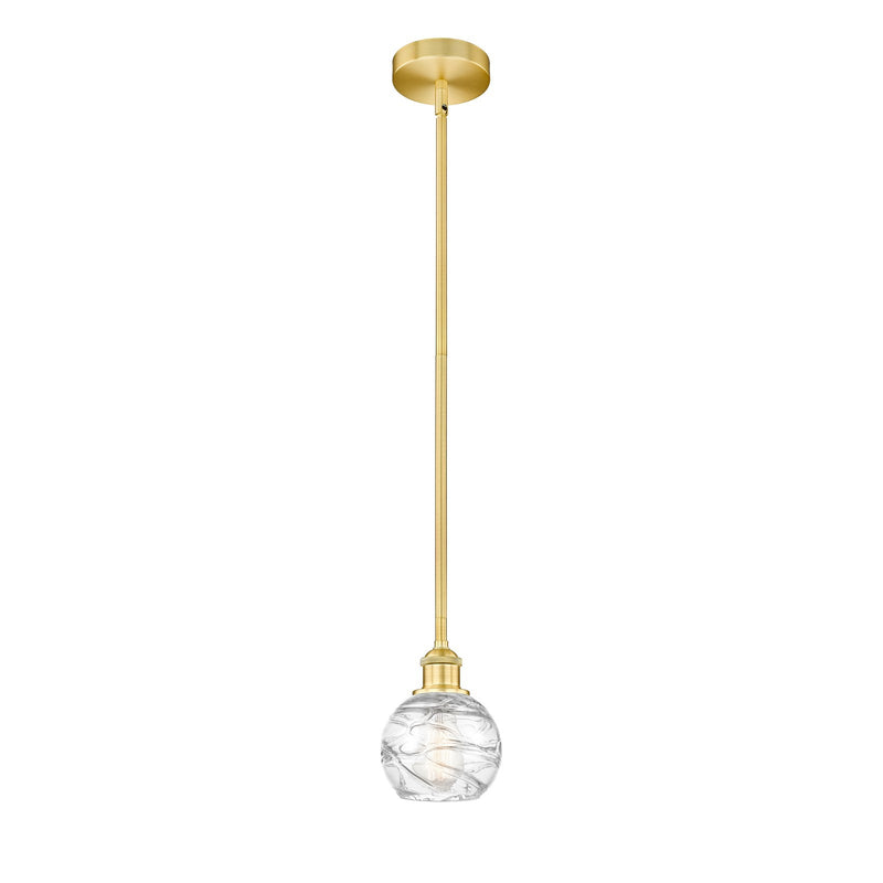 Innovations Athens Deco Swirl 6in 1-Light Mini Pendant | Industrial Satin Gold Steel and Clear Deco Swirl Glass | Kitchen | Model 616-1S-SG-G1213-6CL