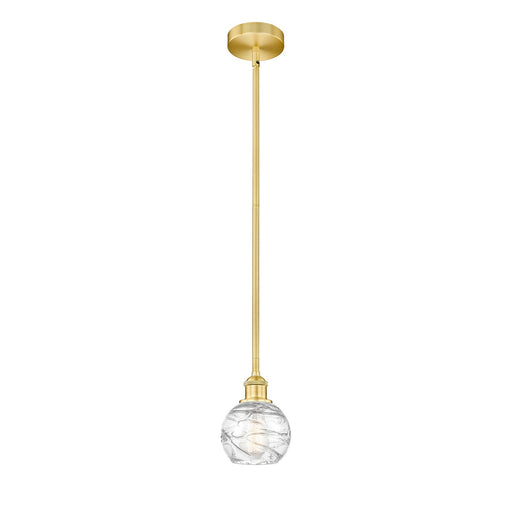 Innovations Athens Deco Swirl 6in 1-Light Mini Pendant | Industrial Satin Gold Steel and Clear Deco Swirl Glass | Kitchen | Model 616-1S-SG-G1213-6CL