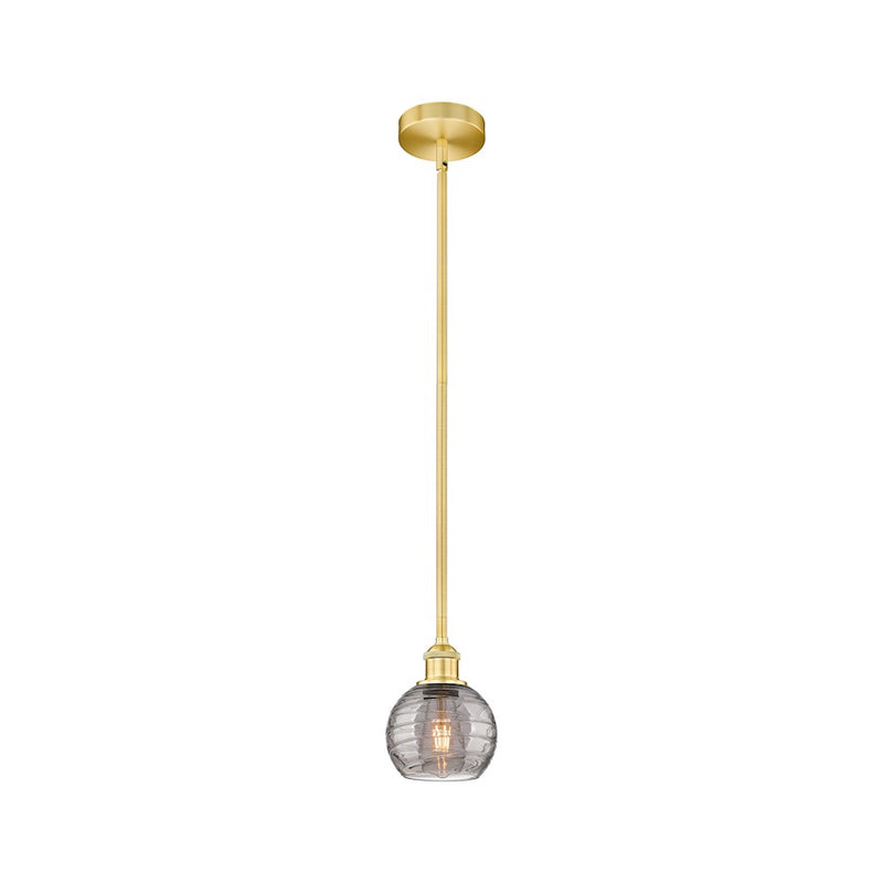 Innovations Athens Deco Swirl 6in 1-Light Mini Pendant | Industrial Satin Gold Steel and Light Smoke Glass | Kitchen Island & | Model 616-1S-SG-G1213-6SM