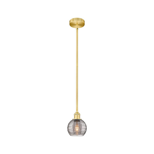 Innovations Athens Deco Swirl 6in 1-Light Mini Pendant | Industrial Satin Gold Steel and Light Smoke Glass | Kitchen Island & | Model 616-1S-SG-G1213-6SM