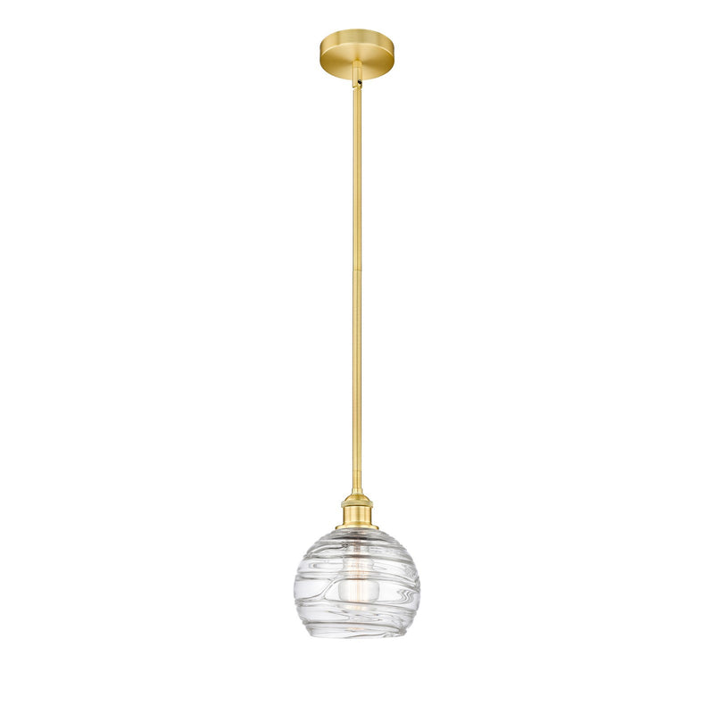 Innovations Athens Deco Swirl 8in 1-Light Mini Pendant | Industrial Satin Gold Steel and Clear Glass | Kitchen Island & Dining | Model 616-1S-SG-G1213-8CL