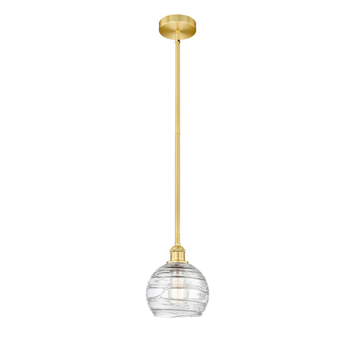 Innovations Athens Deco Swirl 8in 1-Light Mini Pendant | Industrial Satin Gold Steel and Clear Glass | Kitchen Island & Dining | Model 616-1S-SG-G1213-8CL
