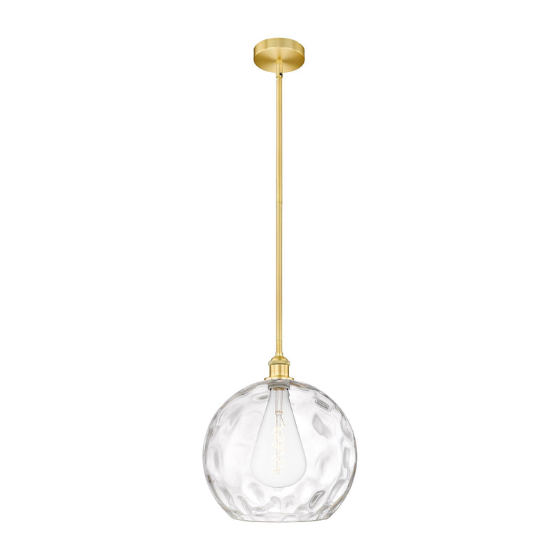 Innovations Athens Water Glass 13in 1-Light Pendant | Industrial Satin Gold Steel and Clear Glass | Kitchen Island & Dining | Model 616-1S-SG-G1215-14
