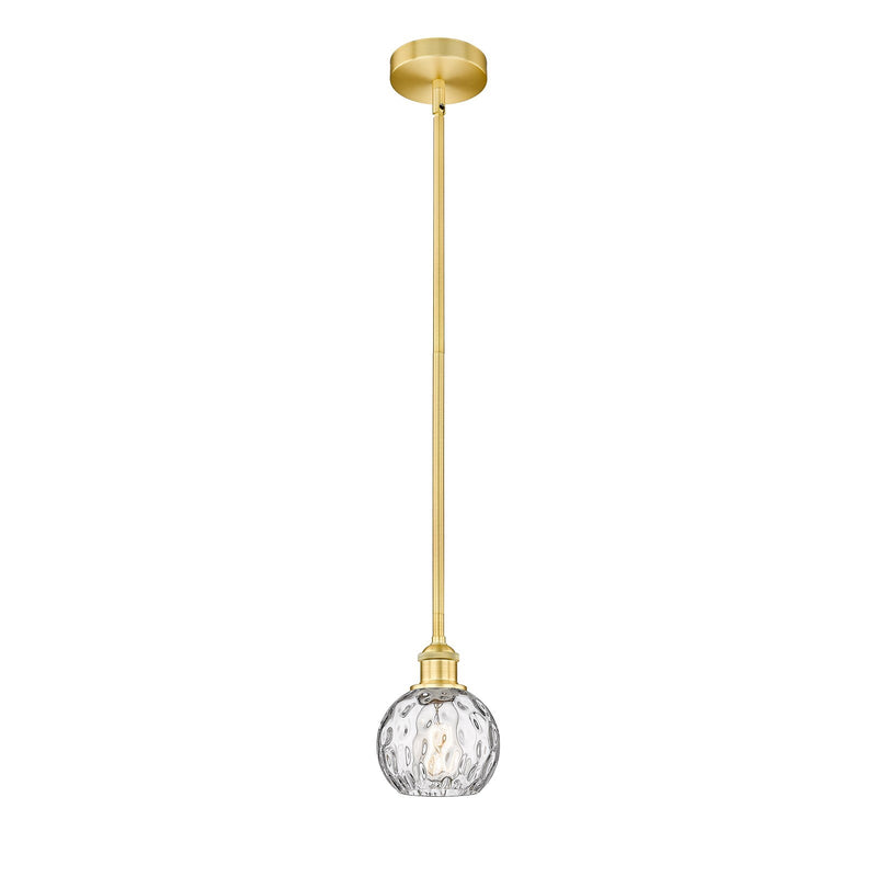 Innovations Athens Water Glass 6in 1-Light Mini Pendant | Industrial Satin Gold Steel and Clear Glass | Kitchen Island & Dining | Model 616-1S-SG-G1215-6