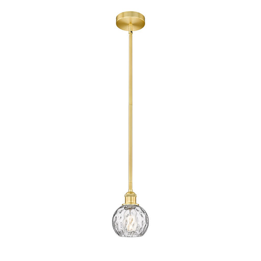 Innovations Athens Water Glass 6in 1-Light Mini Pendant | Industrial Satin Gold Steel and Clear Glass | Kitchen Island & Dining | Model 616-1S-SG-G1215-6