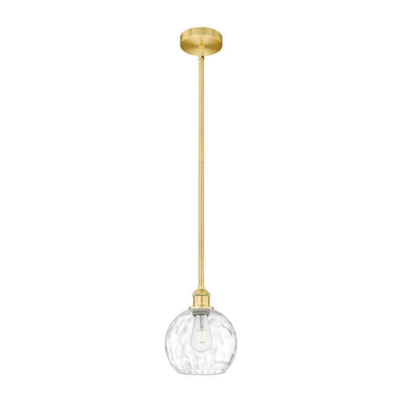 Innovations Athens Water Glass 8in 1-Light Mini Pendant | Industrial Satin Gold Steel and Clear Glass | Kitchen Island & Dining | Model 616-1S-SG-G1215-8
