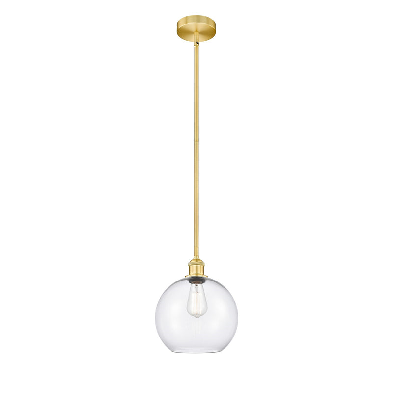 Innovations Athens 10in 1-Light Mini Pendant | Industrial Satin Gold Steel and Clear Glass | Kitchen Island & Dining Room | 10 x | Model 616-1S-SG-G122-10