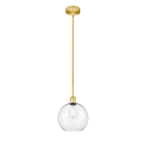 Innovations Athens 10in 1-Light Mini Pendant | Industrial Satin Gold Steel and Clear Glass | Kitchen Island & Dining Room | 10 x | Model 616-1S-SG-G122-10