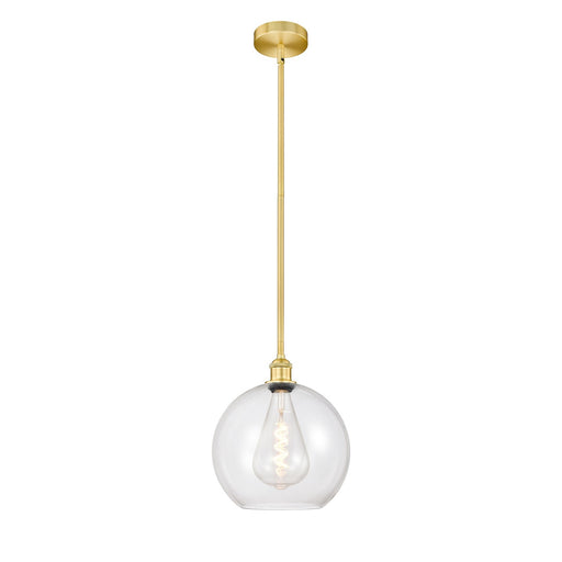 Innovations Athens 12in 1-Light Mini Pendant | Industrial Satin Gold Steel and Clear Glass | Kitchen Island & Dining Room | Model 616-1S-SG-G122-12
