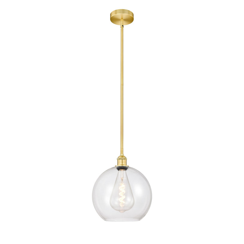 Innovations Athens 12in 1-Light Mini Pendant | Industrial Satin Gold Steel and Clear Glass | Kitchen Island & Dining Room | Model 616-1S-SG-G122-12-LED