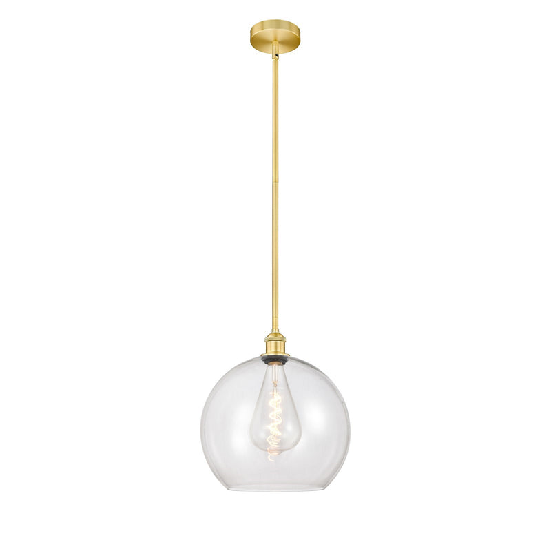 Innovations Athens 1-Light 14in Pendant | Industrial Satin Gold Steel and Clear Glass | Kitchen Island & Dining Room | 13.75 x | Model 616-1S-SG-G122-14