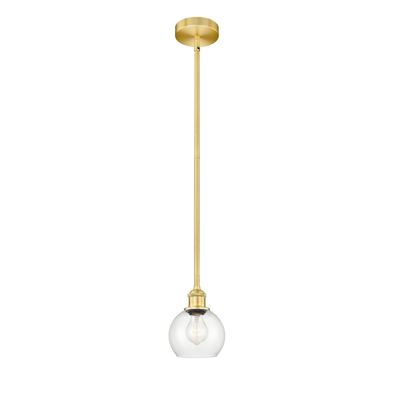 Innovations Athens 6in 1-Light Mini Pendant | Industrial Satin Gold Steel and Clear Glass | Kitchen Island & Dining Room | 5.88 x | Model 616-1S-SG-G122-6