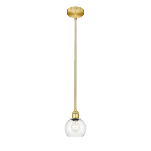 Innovations Athens 6in 1-Light Mini Pendant | Industrial Satin Gold Steel and Clear Glass | Kitchen Island & Dining Room | Model 616-1S-SG-G122-6-LED