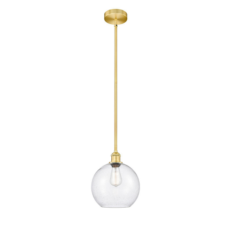 Innovations Athens 10in 1-Light Mini Pendant | Industrial Satin Gold Steel and Seedy Glass | Kitchen Island & Dining Room | Model 616-1S-SG-G124-10