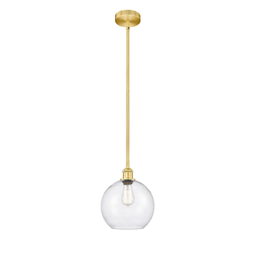 Innovations Athens 10in 1-Light Mini Pendant | Industrial Satin Gold Steel and Seedy Glass | Kitchen Island & Dining Room | Model 616-1S-SG-G124-10-LED