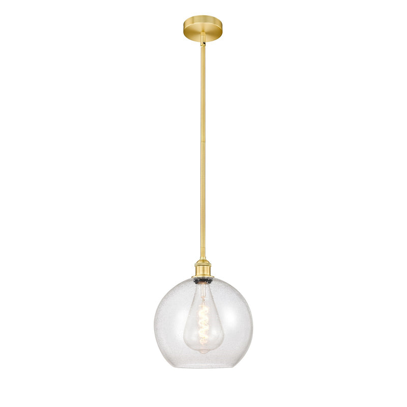 Innovations Athens 12in 1-Light Mini Pendant | Industrial Satin Gold Steel and Seedy Glass | Kitchen Island & Dining Room | Model 616-1S-SG-G124-12