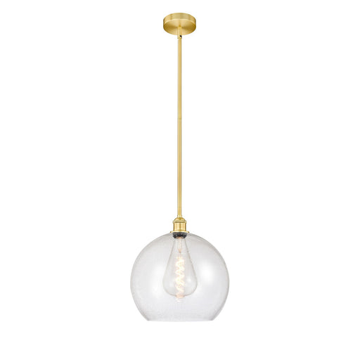 Innovations Athens 14in 1-Light Pendant | Industrial Satin Gold Steel and Seedy Glass | Kitchen Island & Dining Room | 13.75 x | Model 616-1S-SG-G124-14