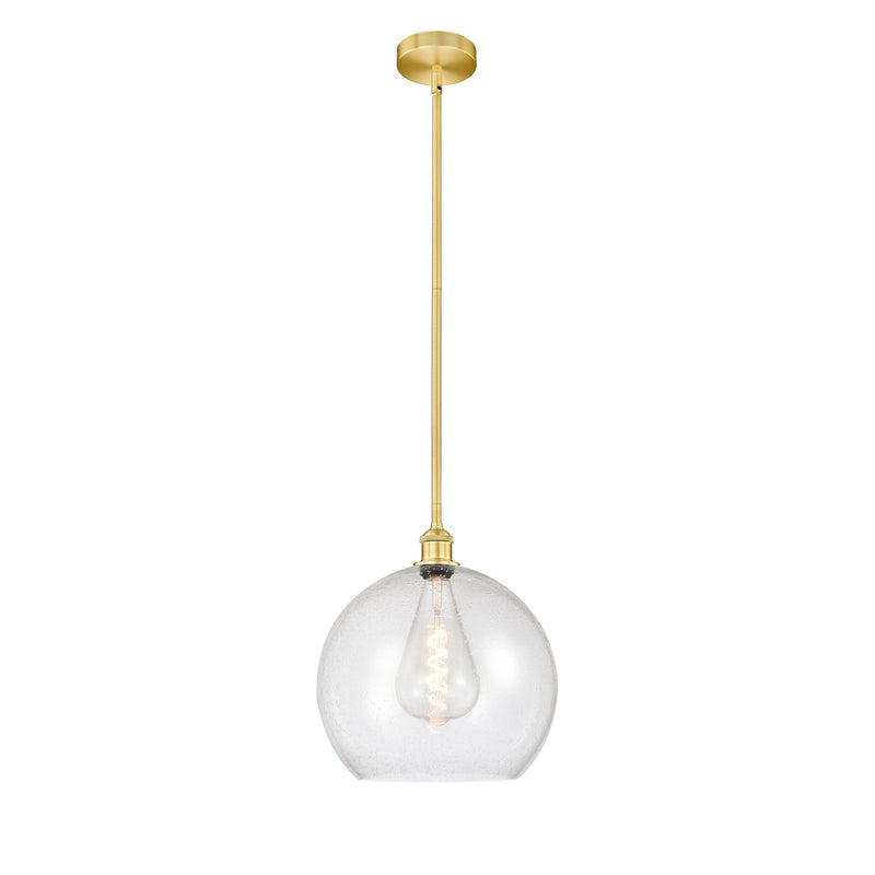 Innovations Athens 14in 1-Light Pendant | Industrial Satin Gold Steel and Seedy Glass | Kitchen Island & Dining Room | 13.75 | Model 616-1S-SG-G124-14-LED