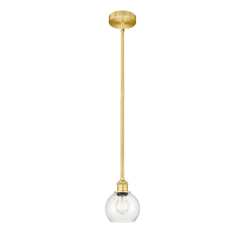 Innovations Athens 6in 1-Light Mini Pendant | Industrial Satin Gold Steel and Seedy Glass | Kitchen Island & Dining Room | 5.88 x | Model 616-1S-SG-G124-6
