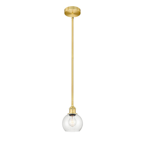 Innovations Athens 6in 1-Light Mini Pendant | Industrial Satin Gold Steel and Seedy Glass | Kitchen Island & Dining Room | 5.88 x | Model 616-1S-SG-G124-6