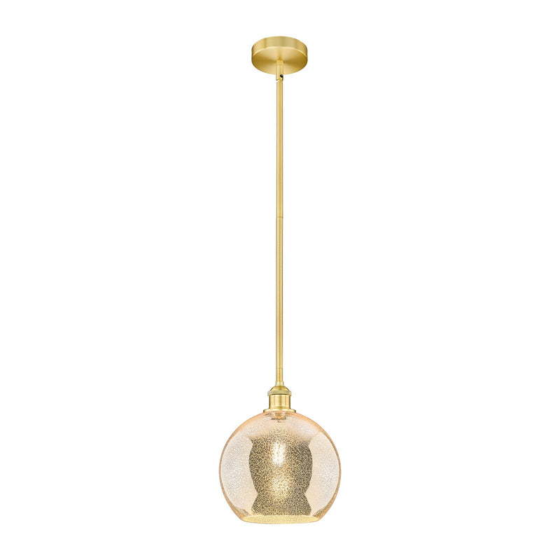 Innovations Athens 10in 1-Light Mini Pendant | Industrial Satin Gold Steel and Mercury Glass | Kitchen Island & Dining Room | 10 | Model 616-1S-SG-G128-10