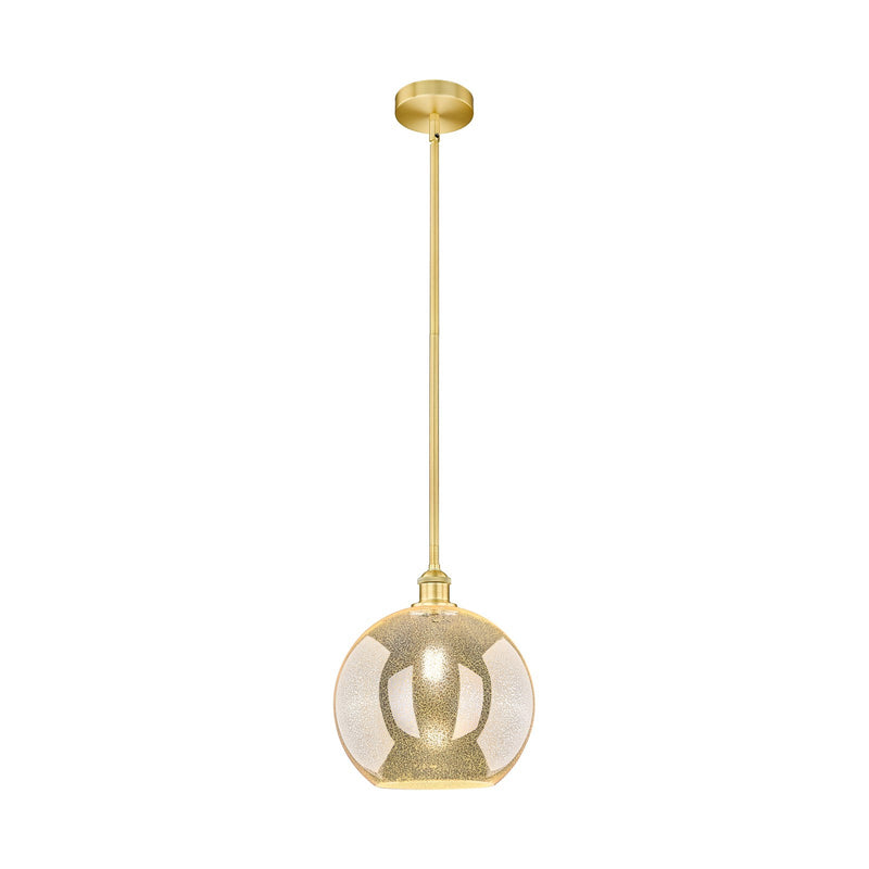 Innovations Athens 12in 1-Light Mini Pendant | Industrial Satin Gold Steel and Mercury Glass | Kitchen Island & Dining Room | Model 616-1S-SG-G128-12
