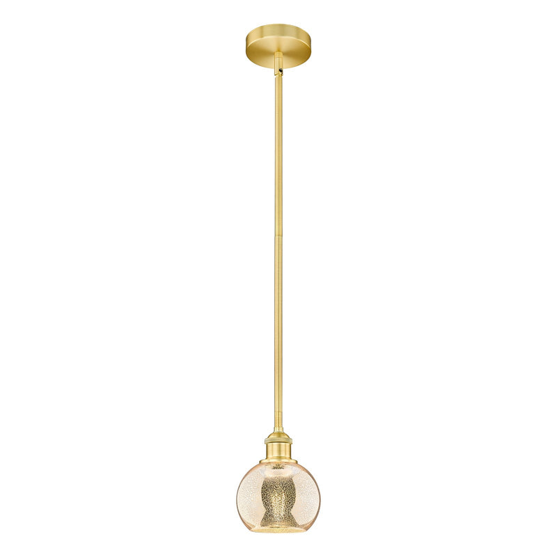 Innovations Athens 6in 1-Light Mini Pendant | Industrial Satin Gold Steel and Mercury Glass | Kitchen Island & Dining Room | 5.88 | Model 616-1S-SG-G128-6