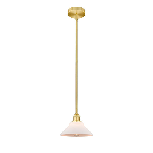 Innovations Orwell 8in 1-Light Mini Pendant | Industrial Satin Gold Steel and Matte White Glass | Kitchen Island & Dining Room | Model 616-1S-SG-G131