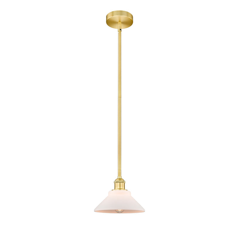 Innovations Orwell 8in 1-Light Mini Pendant | Industrial Satin Gold Steel and Matte White Glass | Kitchen Island & Dining Room | Model 616-1S-SG-G131-LED