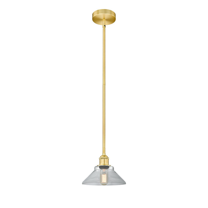 Innovations Orwell 8in 1-Light Mini Pendant | Industrial Satin Gold Steel and Clear Glass | Kitchen Island & Dining Room | 8.38 x | Model 616-1S-SG-G132
