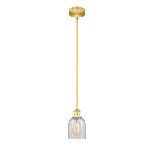 Innovations Caledonia 5in 1-Light Mini Pendant | Industrial Satin Gold Steel and Mouchette Glass | Kitchen Island & Dining Room | Model 616-1S-SG-G2511