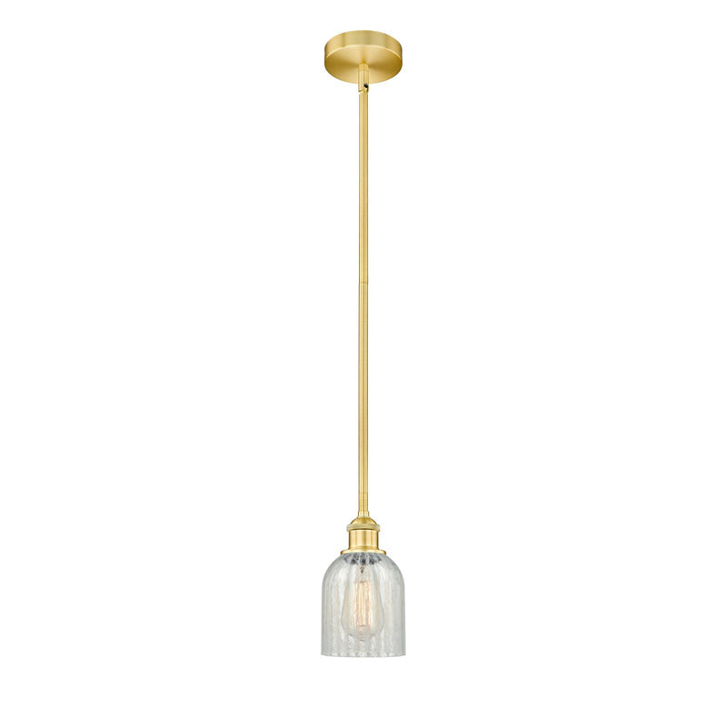 Innovations Caledonia 5in 1-Light Mini Pendant | Industrial Satin Gold Steel and Mouchette Glass | Kitchen Island & Dining | Model 616-1S-SG-G2511-LED