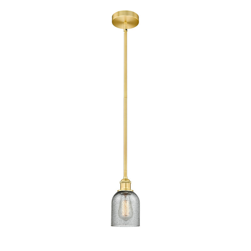 Innovations Caledonia 5in 1-Light Mini Pendant | Industrial Satin Gold Steel and Charcoal Glass | Kitchen Island & Dining Room | Model 616-1S-SG-G257-LED