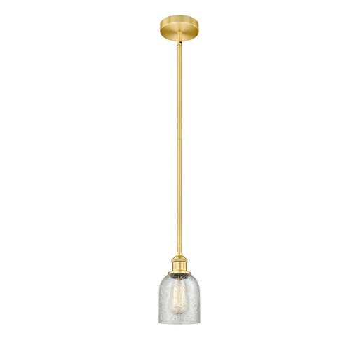 Innovations Caledonia 5in 1-Light Mini Pendant | Industrial Satin Gold Steel and Mica Glass | Kitchen Island & Dining Room | 5 x 5 | Model 616-1S-SG-G259