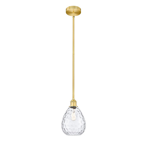 Innovations Waverly 8in 1-Light Mini Pendant | Industrial Satin Gold and Clear Glass | Kitchen Island & Dining Room | 8 x 8 x 11.5 | Model 616-1S-SG-G372