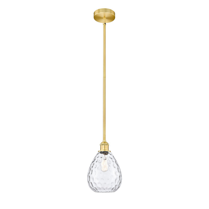 Innovations Waverly 8in 1-Light Mini Pendant | Industrial Satin Gold Steel and Clear Glass | Kitchen Island & Dining Room | 8 x | Model 616-1S-SG-G372-LED