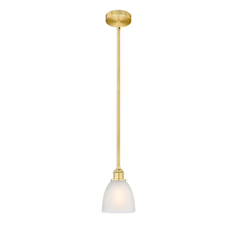 Innovations Castile 6in 1-Light Mini Pendant | Industrial Satin Gold Steel and White Glass | Kitchen Island & Dining Room | 6 x 6 x | Model 616-1S-SG-G381