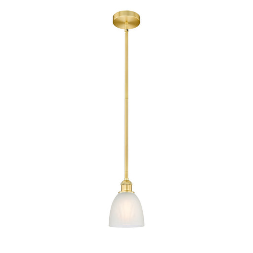 Innovations Castile 6in 1-Light Mini Pendant | Industrial Satin Gold Steel and White Glass | Kitchen Island & Dining Room | 6 x 6 x | Model 616-1S-SG-G381