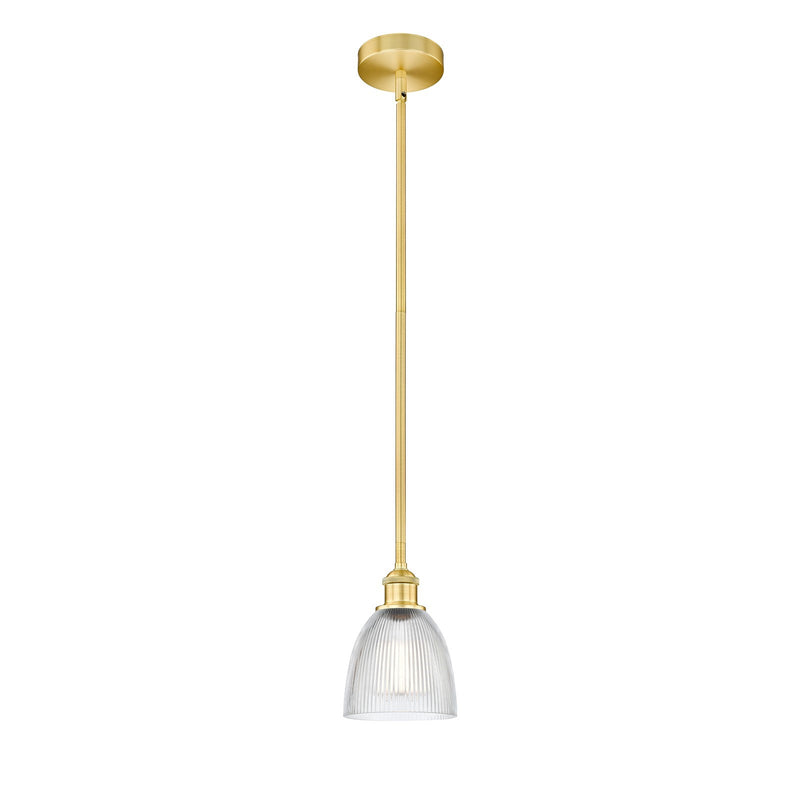 Innovations Castile 6in 1-Light Mini Pendant | Industrial Satin Gold Steel and Clear Glass | Kitchen Island & Dining Room | 6 x 6 x | Model 616-1S-SG-G382