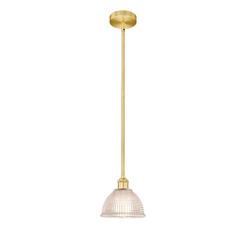 Innovations Arietta 8in 1-Light Mini Pendant | Industrial Satin Gold Steel and Clear Glass | Kitchen Island & Dining Room | 8 x 8 x | Model 616-1S-SG-G422