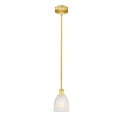 Innovations Brookfield 6in 1-Light Mini Pendant | Industrial Satin Gold Steel and White Frosted Glass | Kitchen Island & Dining | Model 616-1S-SG-G441-LED