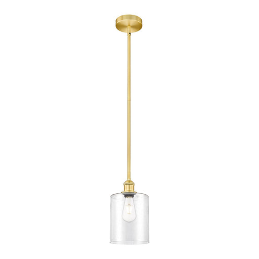 Innovations Paladin 7in 1-Light Mini Pendant | Farmhouse Satin Gold Steel and Seedy Glass | Kitchen Island & Dining Room | 7.12 | Model 616-1S-SG-G4424-7