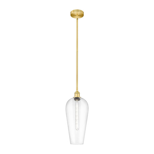 Innovations Chelsea 8in 1-Light Mini Pendant | Industrial Satin Gold Steel and Clear Chelsea Glass | Kitchen Island & Dining | Model 616-1S-SG-G456-8CL