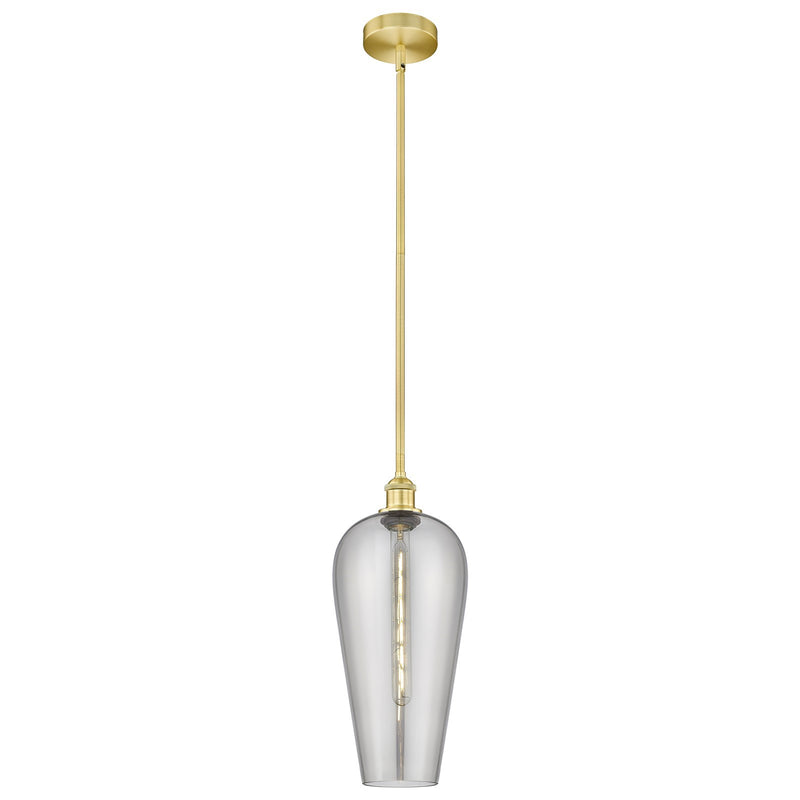 Innovations Chelsea 8in 1-Light Mini Pendant | Industrial Satin Gold Steel and Cast Brass with Light Smoke Glass Shade | Model 616-1S-SG-G456-8SM