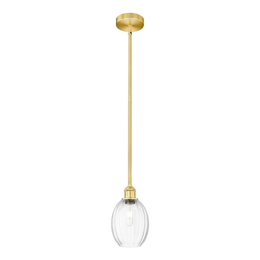 Innovations Preston Bulb 6.25in 1-Light Mini Pendant | Industrial Satin Gold Steel and Clear Glass | Kitchen Island & Dining | Model 616-1S-SG-G459-6CL