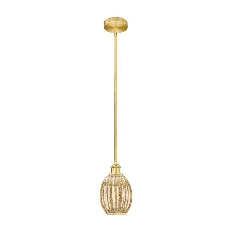 Innovations Preston Bulb 6.25in 1-Light Mini Pendant | Industrial Satin Gold Steel and Mercury Glass | Kitchen Island | 6.25 x | Model 616-1S-SG-G459-6ME