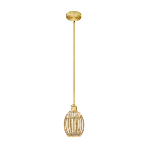 Innovations Preston Bulb 6.25in 1-Light Mini Pendant | Industrial Satin Gold Steel and Mercury Glass | Kitchen Island | 6.25 x | Model 616-1S-SG-G459-6ME