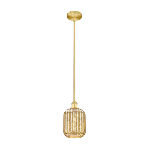 Innovations Preston Cylinder 7in 1-Light Mini Pendant | Industrial Satin Gold Steel and Mercury Glass | Kitchen Island & Dining | Model 616-1S-SG-G460-7ME